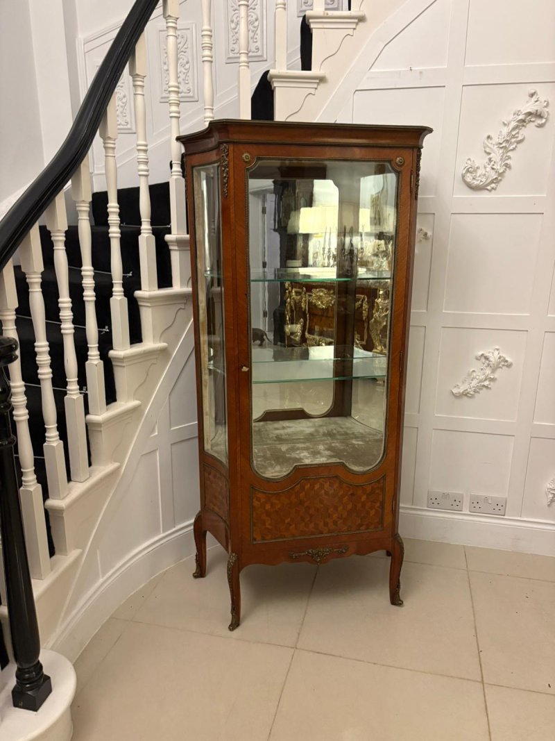 Exceptional Quality Antique French Louis XV Style Marquetry and Ormolu Mounted Display Cabinet